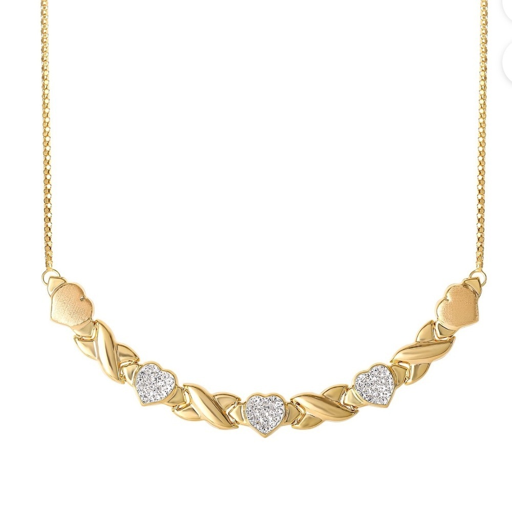 Brilliance Women’s Gold Plated Sterling Silver Crystal XO Station Necklace New